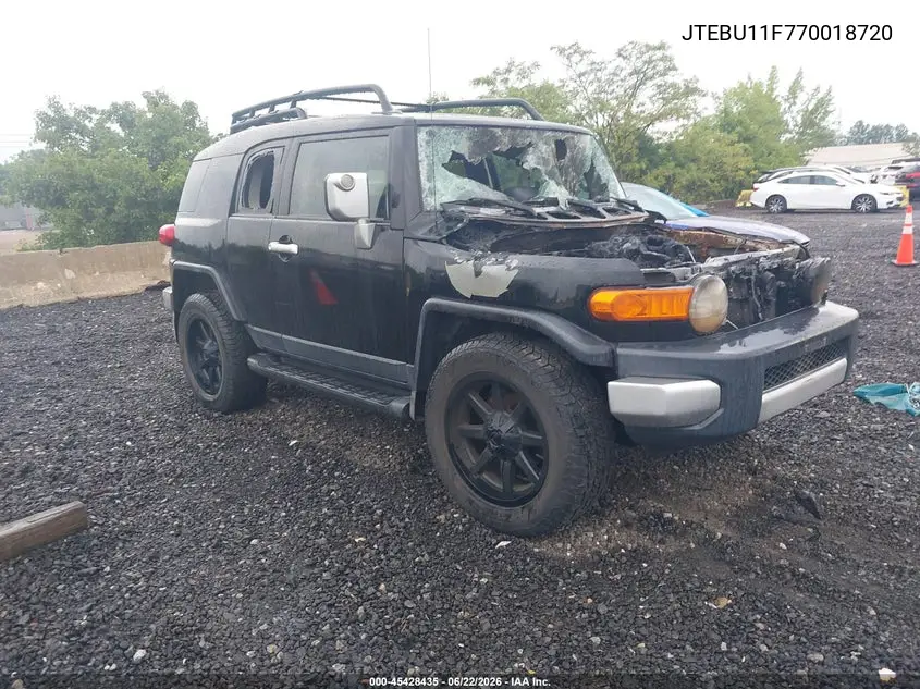 2007 Toyota Fj Cruiser VIN: JTEBU11F770018720 Lot: 45428435