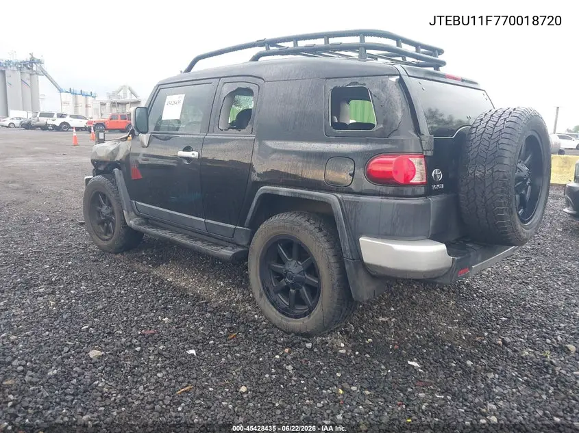 2007 Toyota Fj Cruiser VIN: JTEBU11F770018720 Lot: 45428435