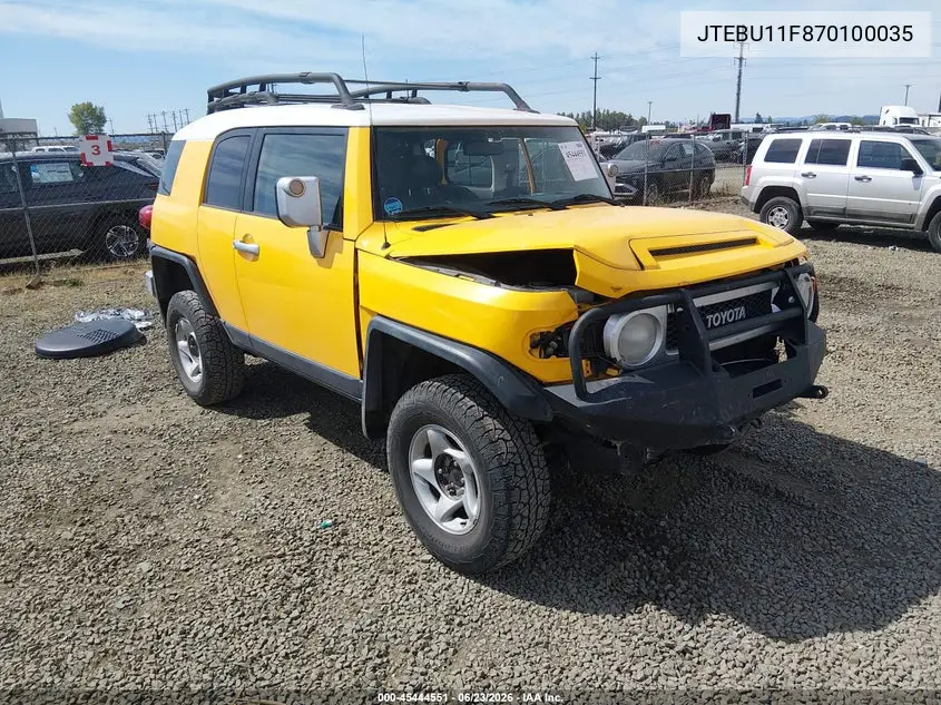2007 Toyota Fj Cruiser VIN: JTEBU11F870100035 Lot: 45444551