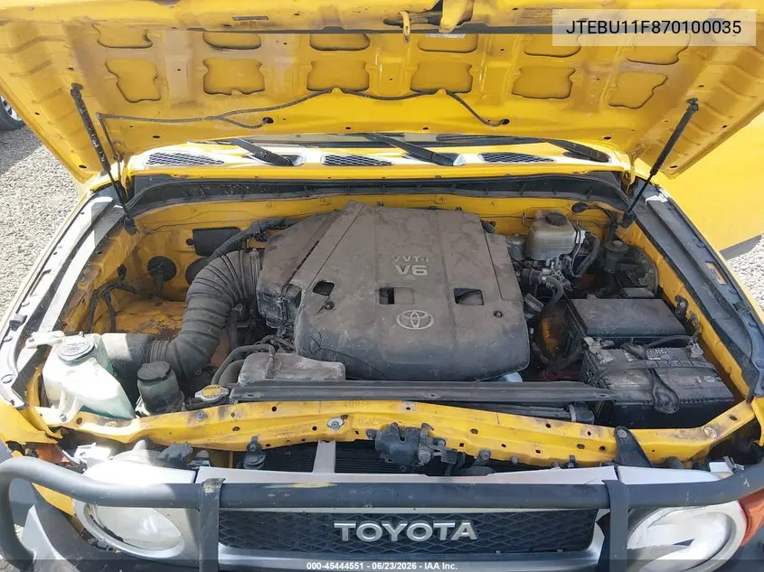 2007 Toyota Fj Cruiser VIN: JTEBU11F870100035 Lot: 45444551