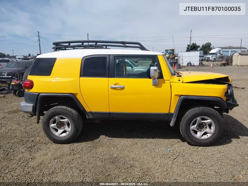 2007 Toyota Fj Cruiser VIN: JTEBU11F870100035 Lot: 45444551