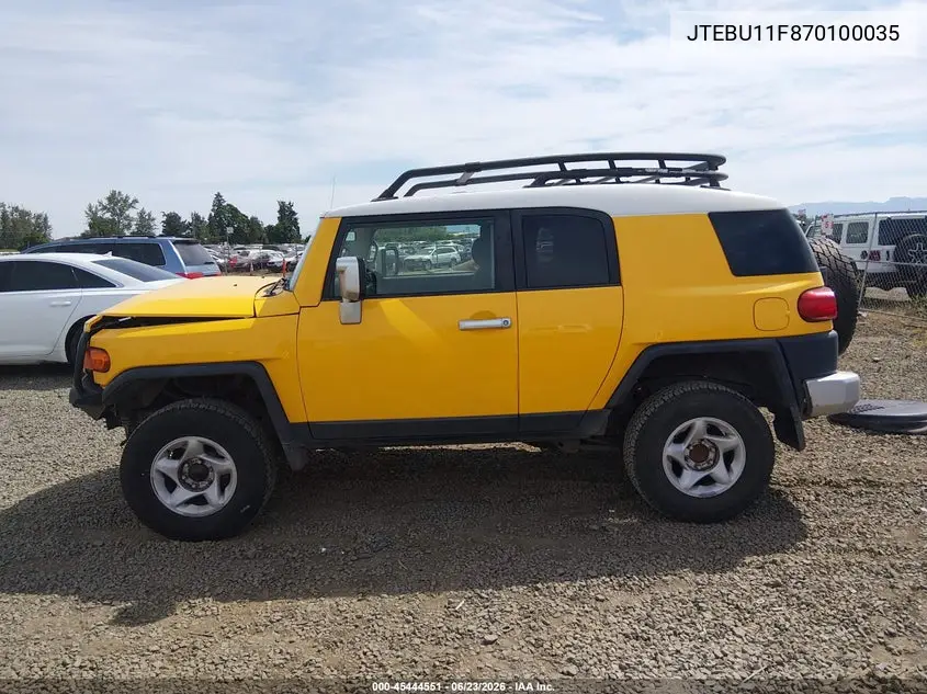 2007 Toyota Fj Cruiser VIN: JTEBU11F870100035 Lot: 45444551