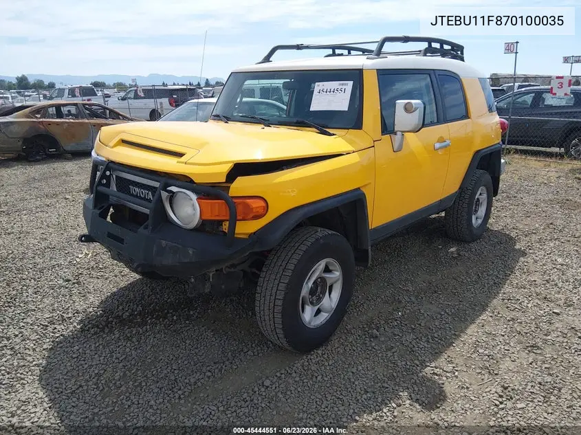 2007 Toyota Fj Cruiser VIN: JTEBU11F870100035 Lot: 45444551