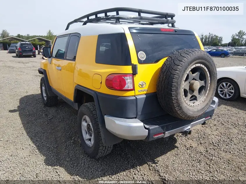 2007 Toyota Fj Cruiser VIN: JTEBU11F870100035 Lot: 45444551
