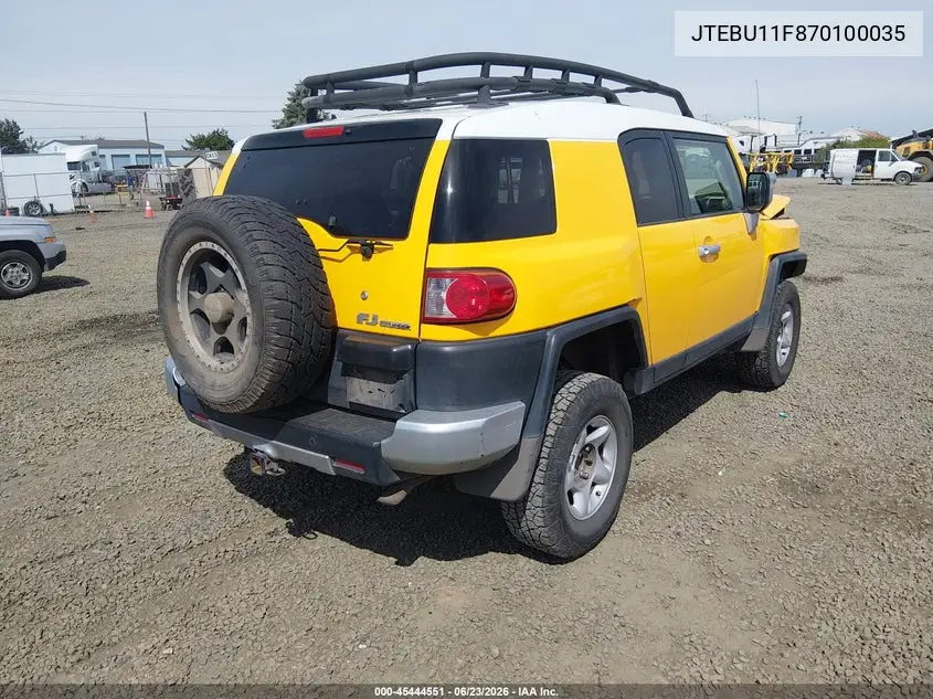 2007 Toyota Fj Cruiser VIN: JTEBU11F870100035 Lot: 45444551