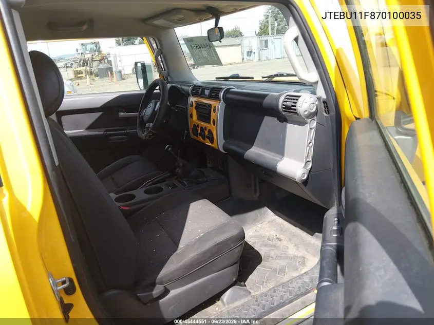 2007 Toyota Fj Cruiser VIN: JTEBU11F870100035 Lot: 45444551