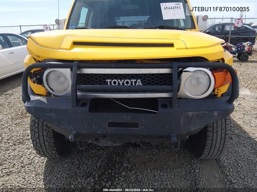2007 Toyota Fj Cruiser VIN: JTEBU11F870100035 Lot: 45444551