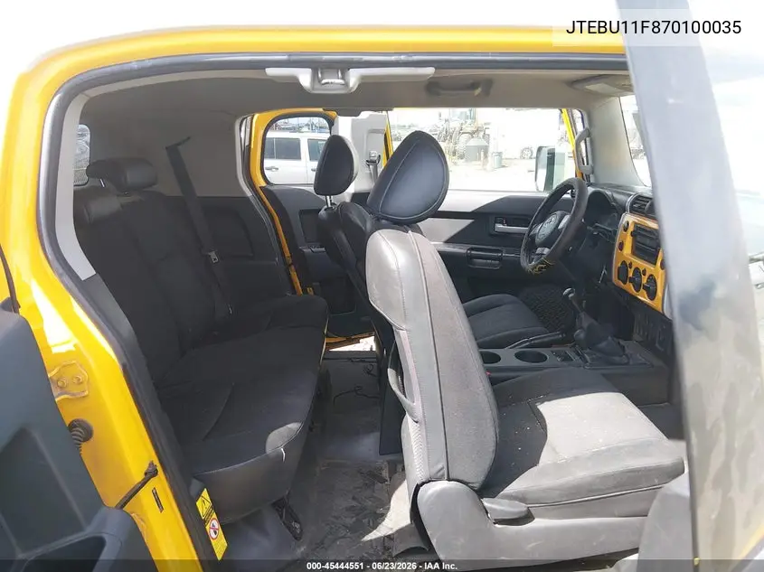 2007 Toyota Fj Cruiser VIN: JTEBU11F870100035 Lot: 45444551