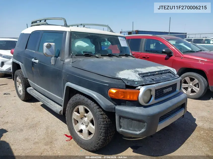 2007 Toyota Fj Cruiser VIN: JTEZU11F270006215 Lot: 45542398
