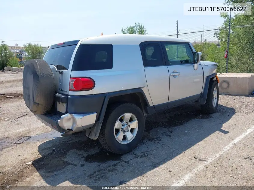 2007 Toyota Fj Cruiser VIN: JTEBU11F570066622 Lot: 45553697
