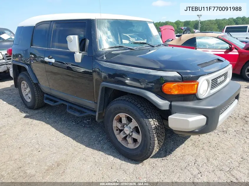 2007 Toyota Fj Cruiser VIN: JTEBU11F770091988 Lot: 45554934