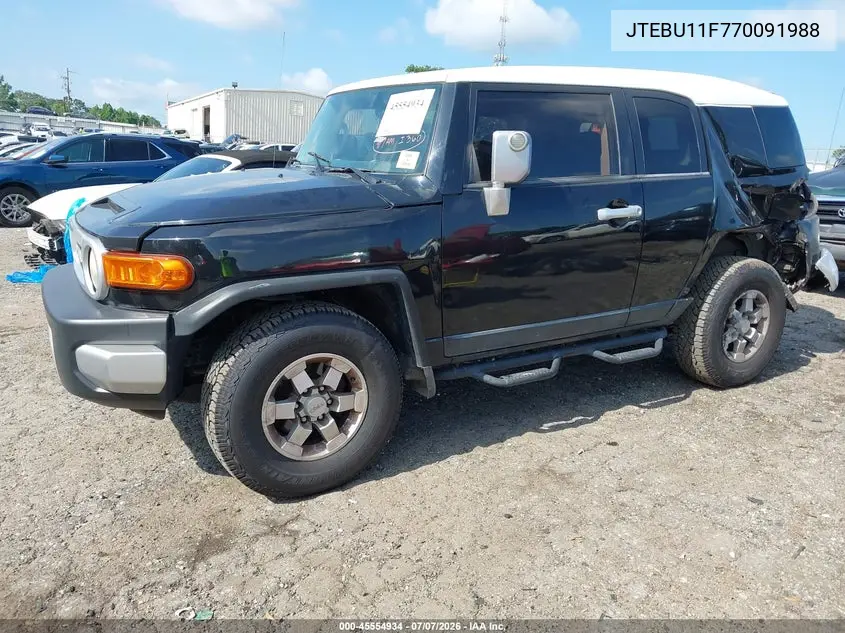 2007 Toyota Fj Cruiser VIN: JTEBU11F770091988 Lot: 45554934