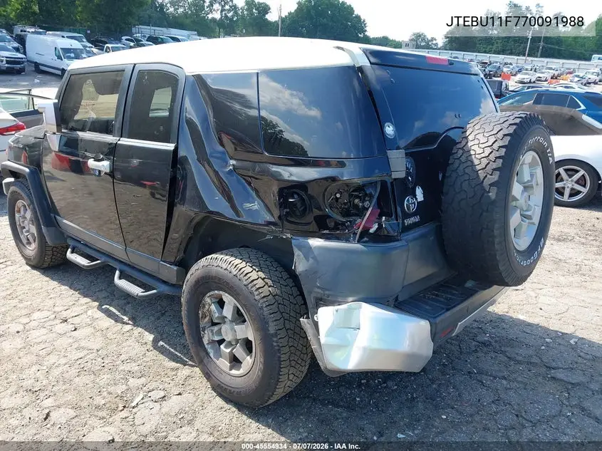 2007 Toyota Fj Cruiser VIN: JTEBU11F770091988 Lot: 45554934