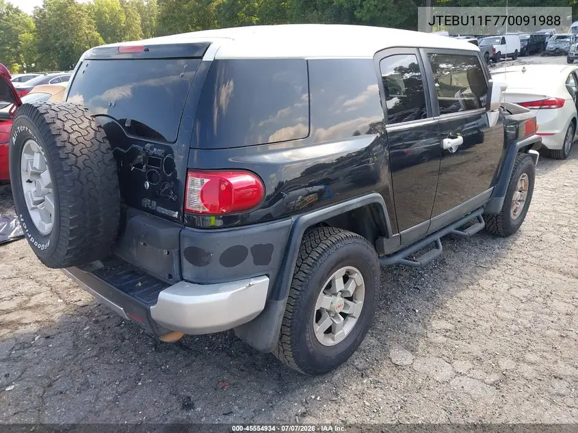 2007 Toyota Fj Cruiser VIN: JTEBU11F770091988 Lot: 45554934