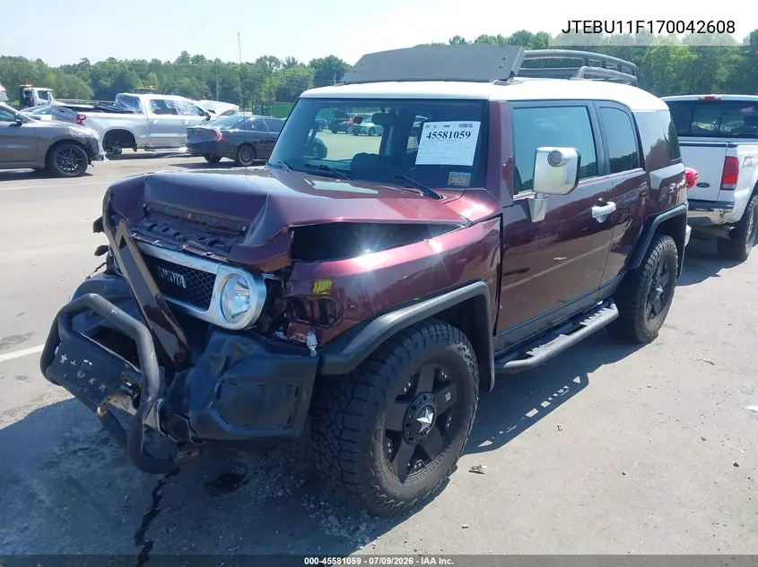2007 Toyota Fj Cruiser VIN: JTEBU11F170042608 Lot: 45581059