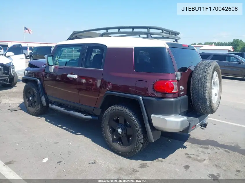 2007 Toyota Fj Cruiser VIN: JTEBU11F170042608 Lot: 45581059