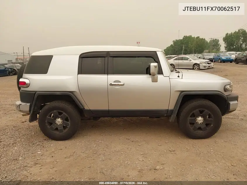 2007 Toyota Fj Cruiser VIN: JTEBU11FX70062517 Lot: 45634090