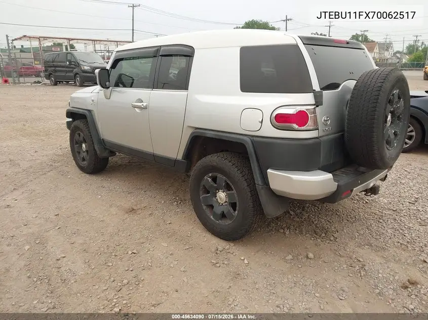 2007 Toyota Fj Cruiser VIN: JTEBU11FX70062517 Lot: 45634090