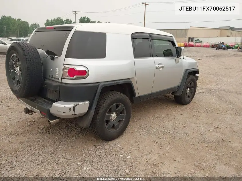 2007 Toyota Fj Cruiser VIN: JTEBU11FX70062517 Lot: 45634090