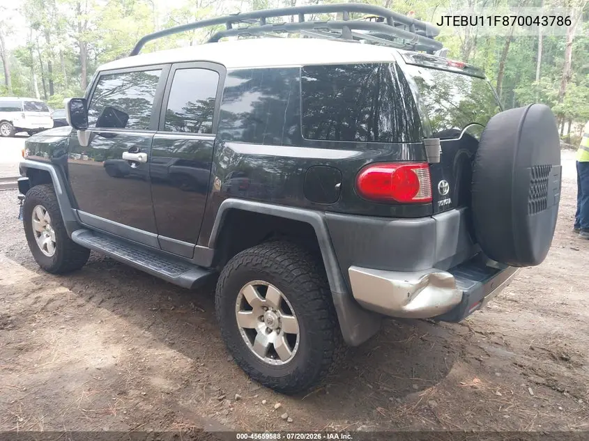 2007 Toyota Fj Cruiser VIN: JTEBU11F870043786 Lot: 45659588