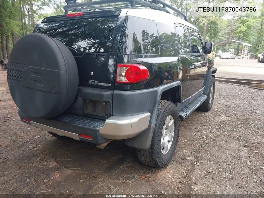 2007 Toyota Fj Cruiser VIN: JTEBU11F870043786 Lot: 45659588