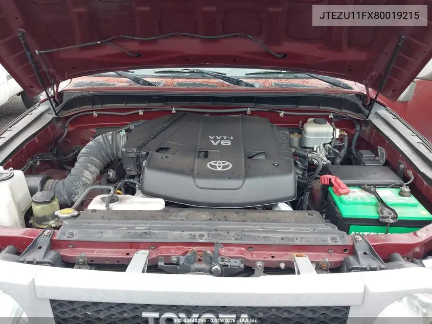2008 Toyota Fj Cruiser VIN: JTEZU11FX80019215 Lot: 44640295
