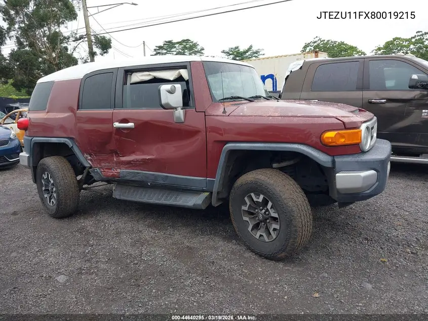 2008 Toyota Fj Cruiser VIN: JTEZU11FX80019215 Lot: 44640295