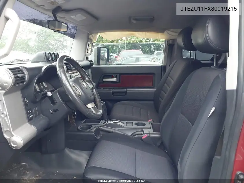 2008 Toyota Fj Cruiser VIN: JTEZU11FX80019215 Lot: 44640295