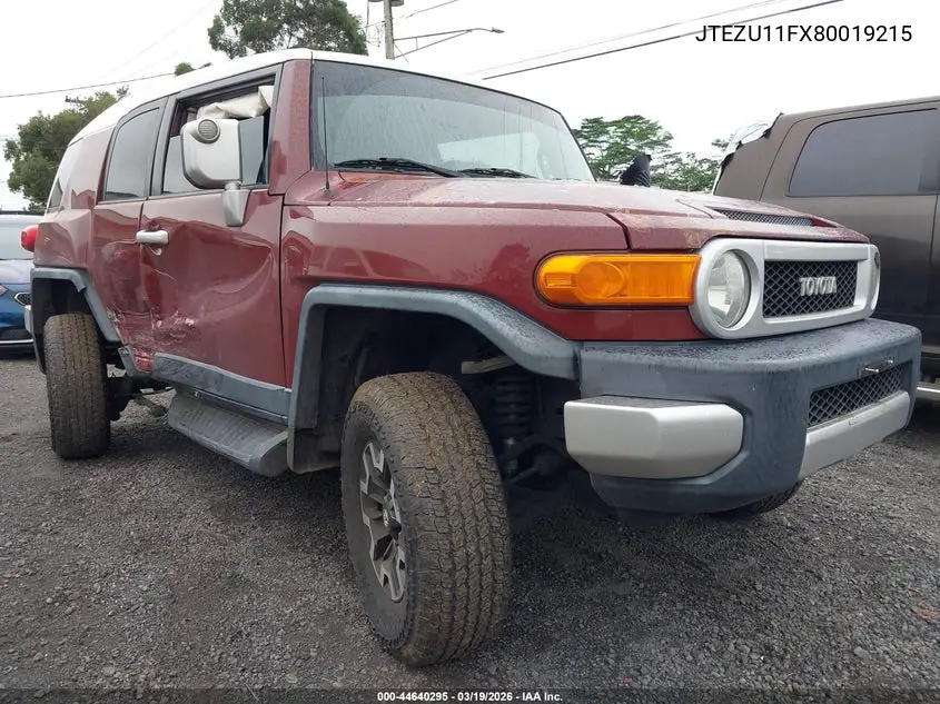 2008 Toyota Fj Cruiser VIN: JTEZU11FX80019215 Lot: 44640295