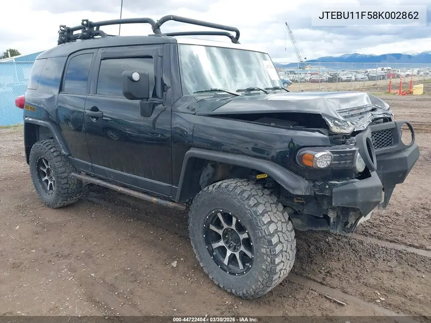 2008 Toyota Fj Cruiser VIN: JTEBU11F58K002862 Lot: 44722404
