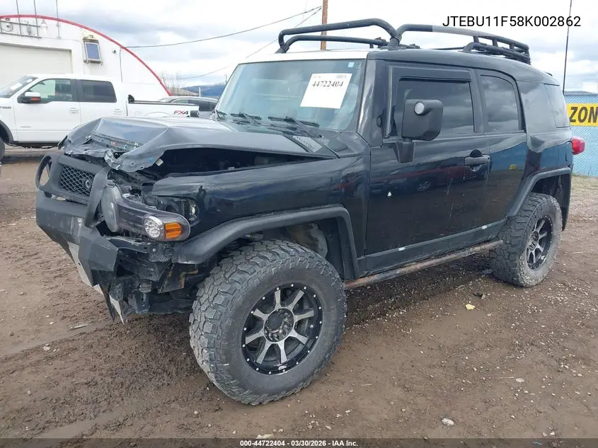2008 Toyota Fj Cruiser VIN: JTEBU11F58K002862 Lot: 44722404