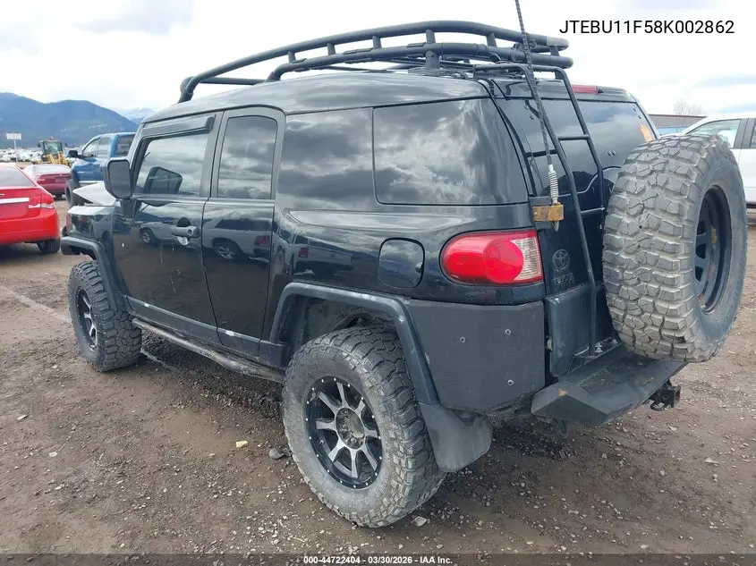 2008 Toyota Fj Cruiser VIN: JTEBU11F58K002862 Lot: 44722404