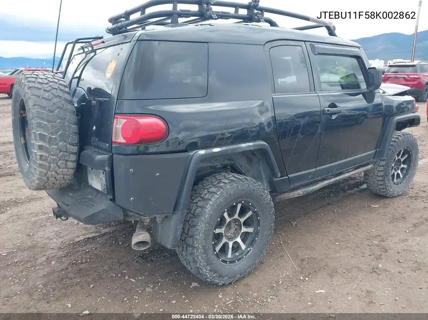 2008 Toyota Fj Cruiser VIN: JTEBU11F58K002862 Lot: 44722404