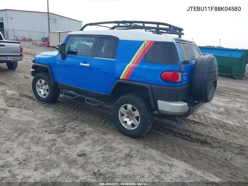 2008 Toyota Fj Cruiser VIN: JTEBU11F88K045804 Lot: 45055201