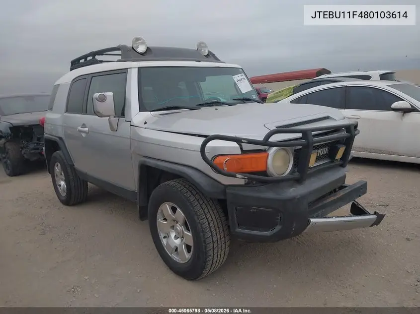 2008 Toyota Fj Cruiser VIN: JTEBU11F480103614 Lot: 45065798
