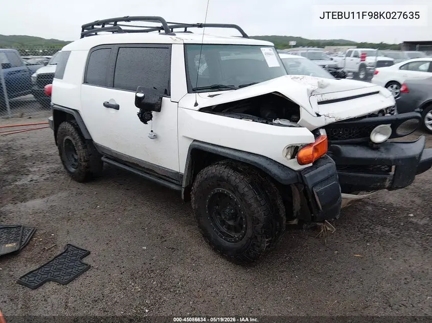 2008 Toyota Fj Cruiser VIN: JTEBU11F98K027635 Lot: 45086634