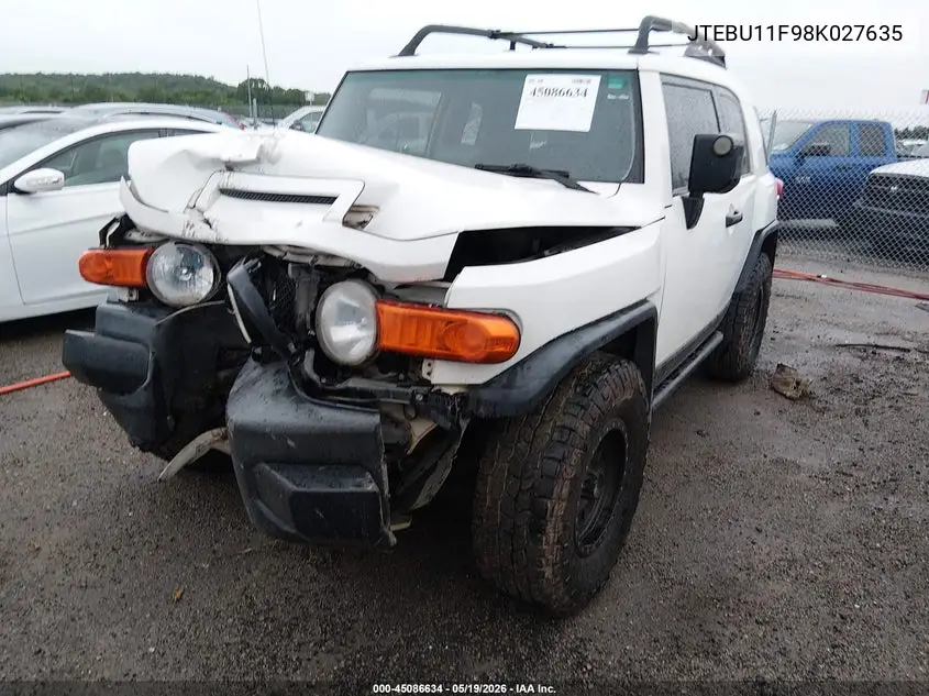 2008 Toyota Fj Cruiser VIN: JTEBU11F98K027635 Lot: 45086634