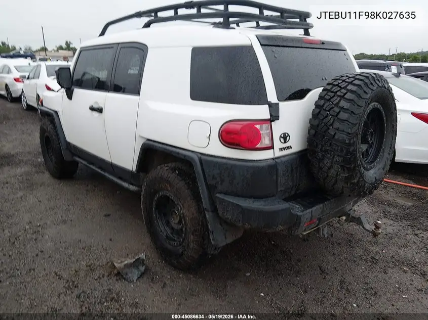 2008 Toyota Fj Cruiser VIN: JTEBU11F98K027635 Lot: 45086634