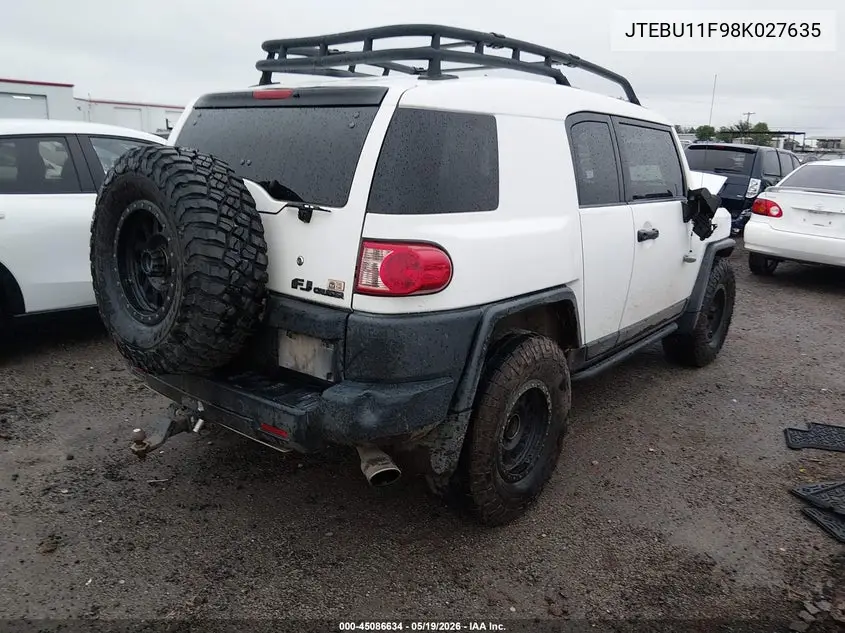 2008 Toyota Fj Cruiser VIN: JTEBU11F98K027635 Lot: 45086634