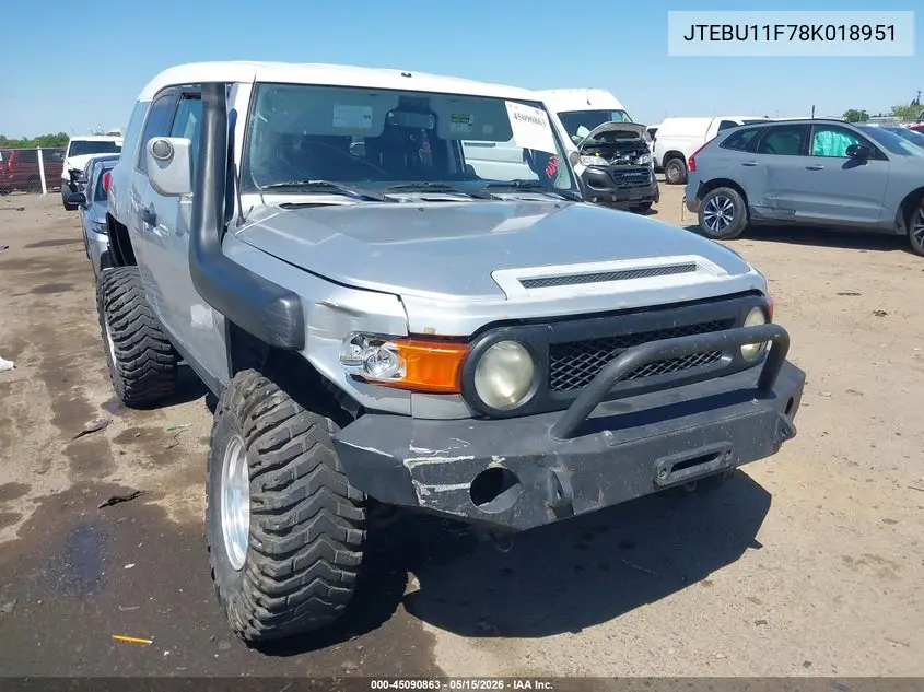 2008 Toyota Fj Cruiser VIN: JTEBU11F78K018951 Lot: 45090863