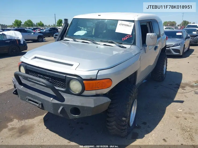 2008 Toyota Fj Cruiser VIN: JTEBU11F78K018951 Lot: 45090863
