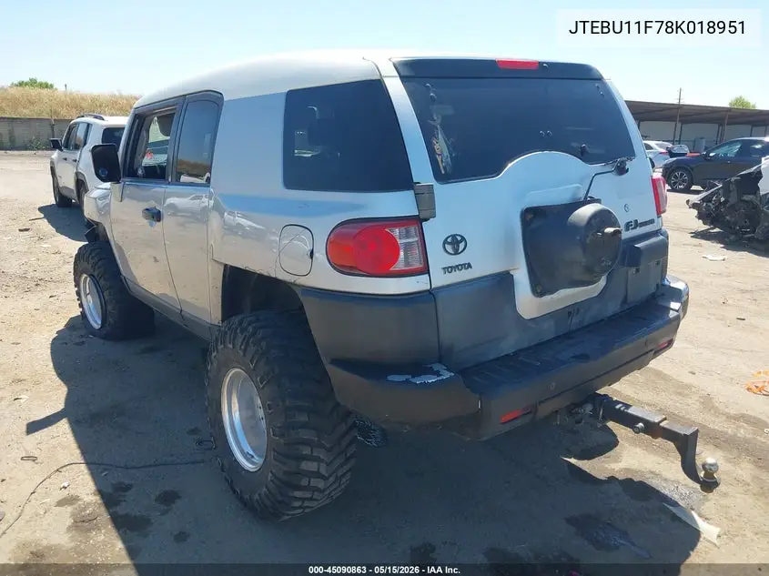 2008 Toyota Fj Cruiser VIN: JTEBU11F78K018951 Lot: 45090863