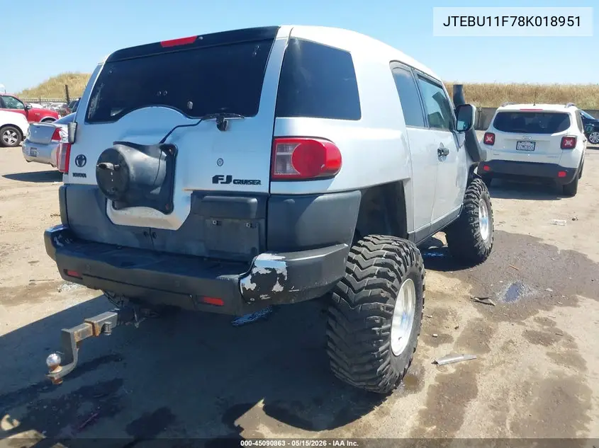 2008 Toyota Fj Cruiser VIN: JTEBU11F78K018951 Lot: 45090863