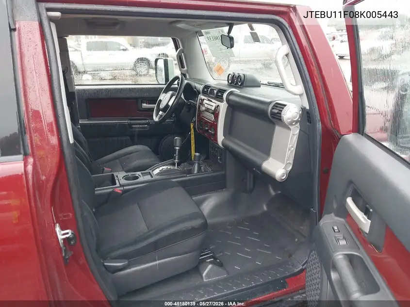 2008 Toyota Fj Cruiser VIN: JTEBU11F08K005443 Lot: 45180139