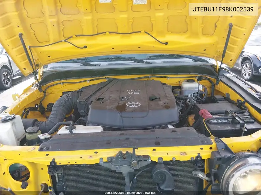 2008 Toyota Fj Cruiser VIN: JTEBU11F98K002539 Lot: 45220606
