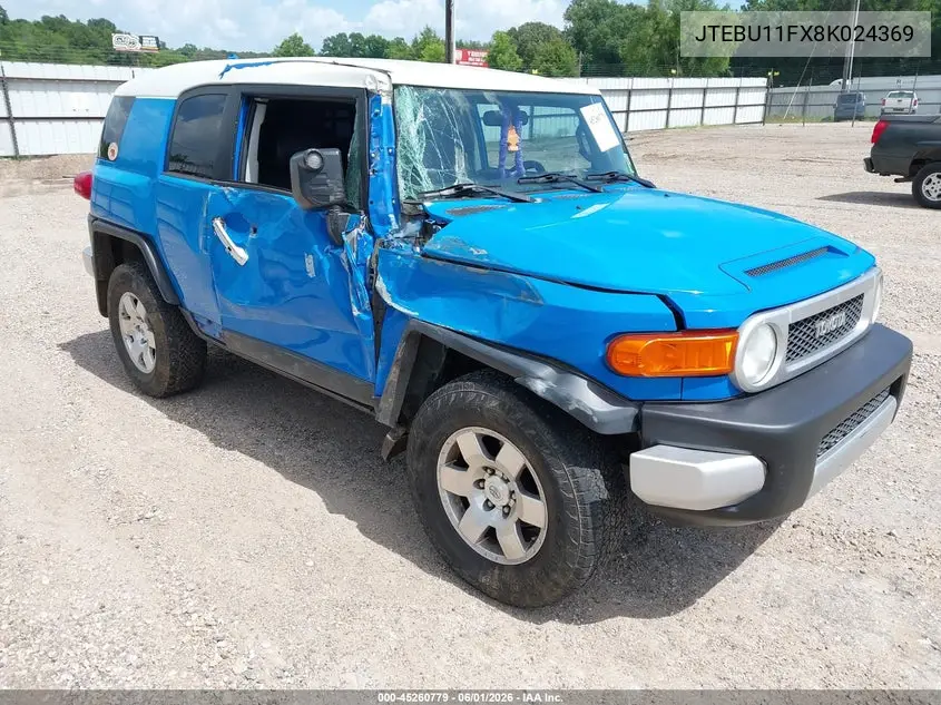 2008 Toyota Fj Cruiser VIN: JTEBU11FX8K024369 Lot: 45260779