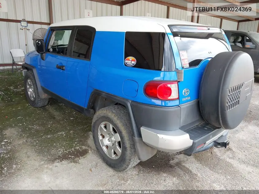 2008 Toyota Fj Cruiser VIN: JTEBU11FX8K024369 Lot: 45260779