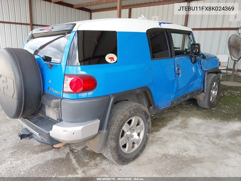 2008 Toyota Fj Cruiser VIN: JTEBU11FX8K024369 Lot: 45260779