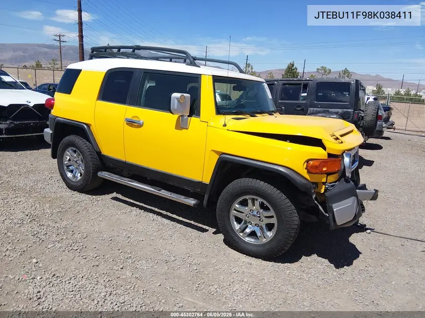 2008 Toyota Fj Cruiser VIN: JTEBU11F98K038411 Lot: 45302764