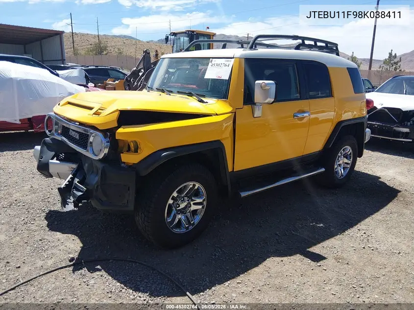 2008 Toyota Fj Cruiser VIN: JTEBU11F98K038411 Lot: 45302764